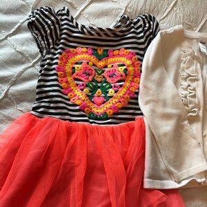 2T dress with white button up sweater